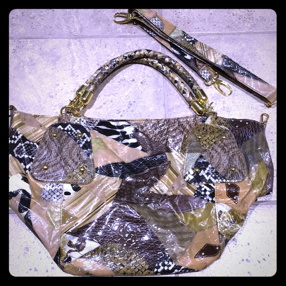 Multi color snakeskin purse